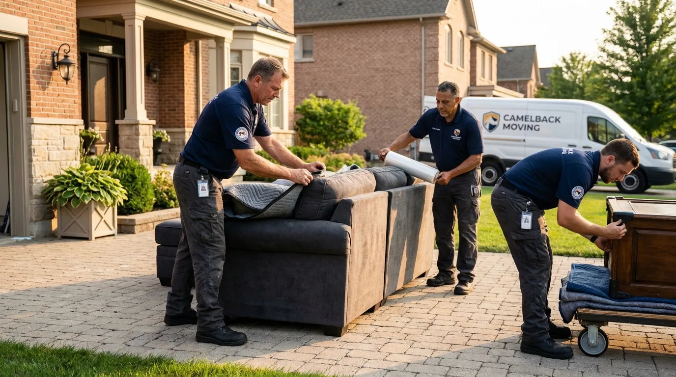 Large estate moving crew wrapping furniture in Belleview, FL
